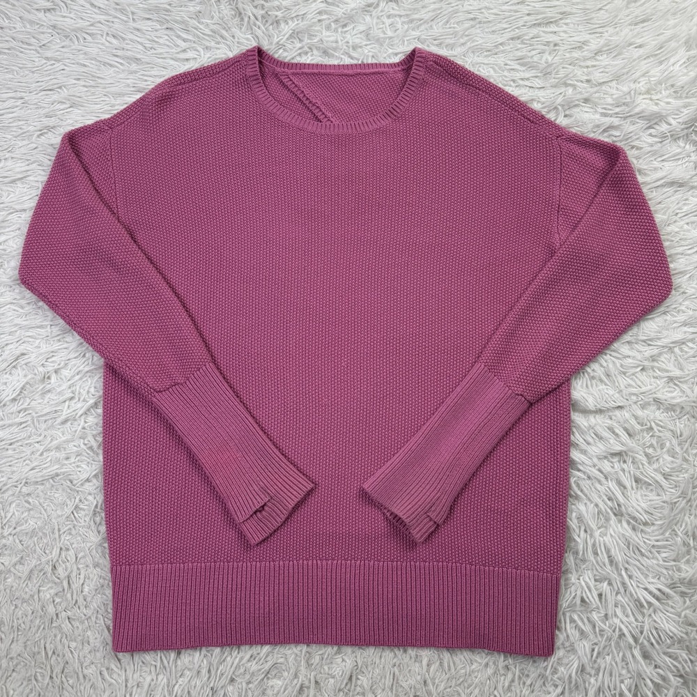 Lululemon Sweater Womens Large Pink Cashlu Crossover Back Pullover Thumb Holes L